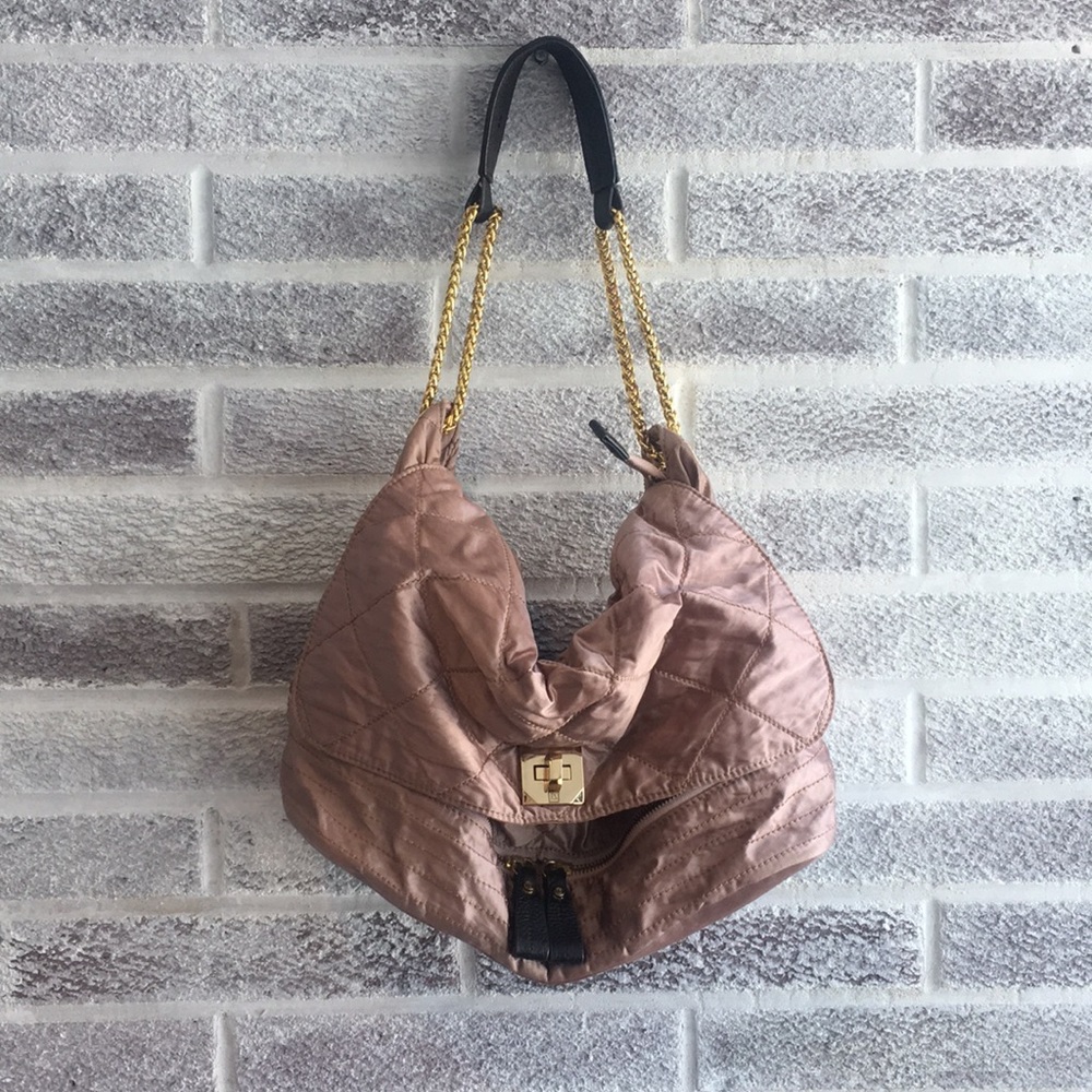 JPK Paris 75 large blush satin/ leather handbag